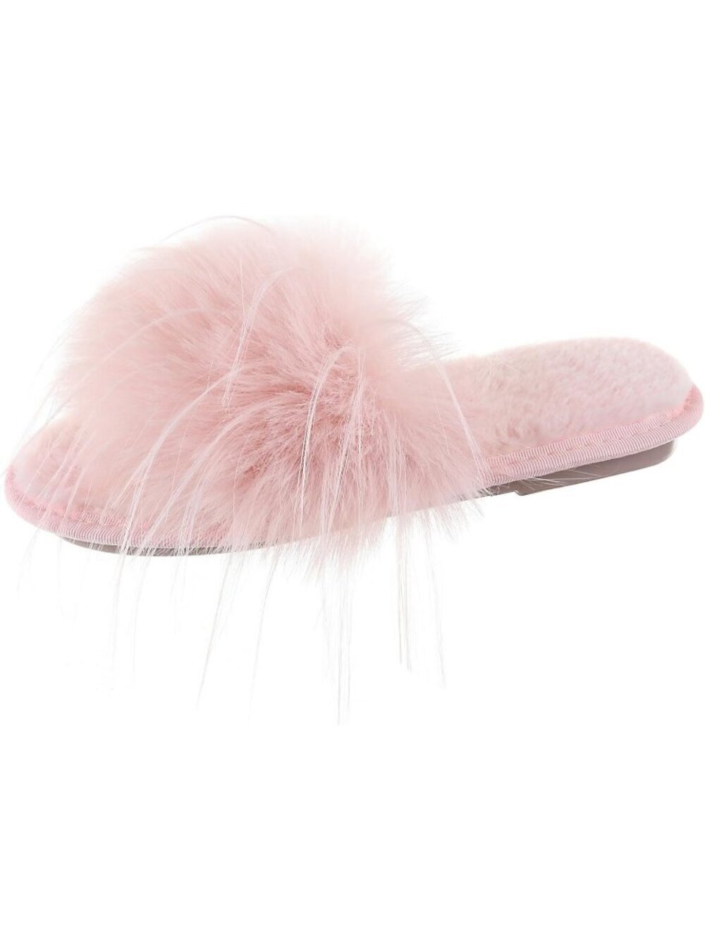 Women's Pink Furry Fuzzy Memory Foam Fluffy Open Toe Soft Fit Slipper Shoes